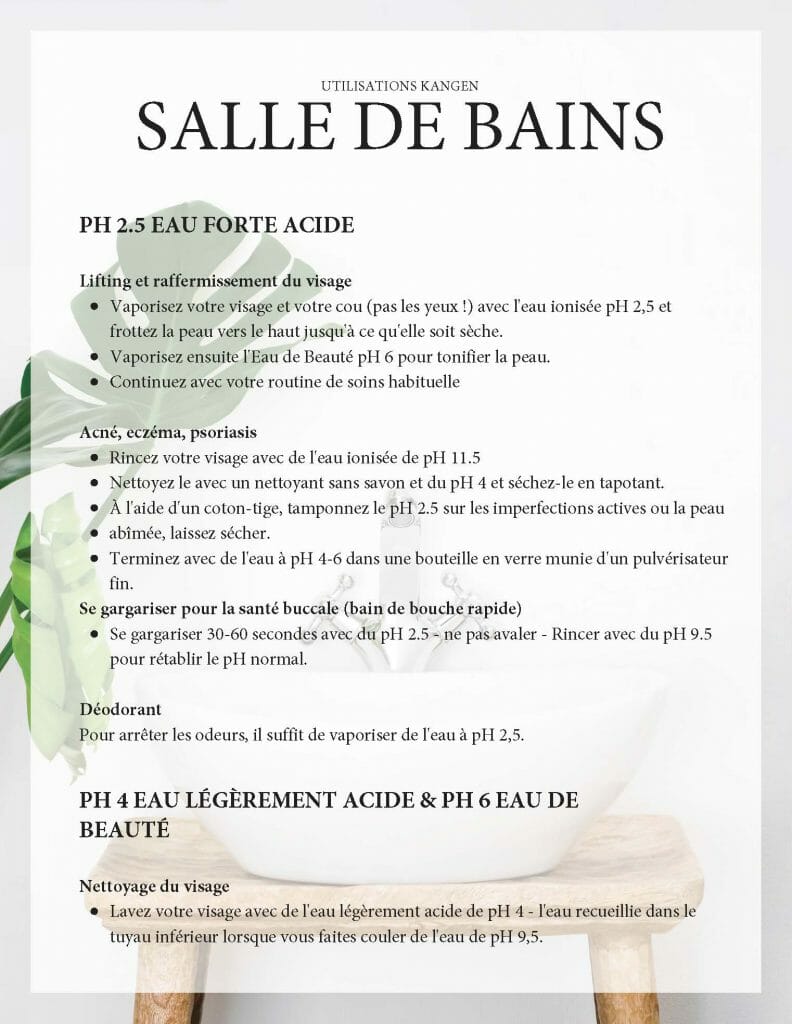 posters des utilisations de l'eau kangen